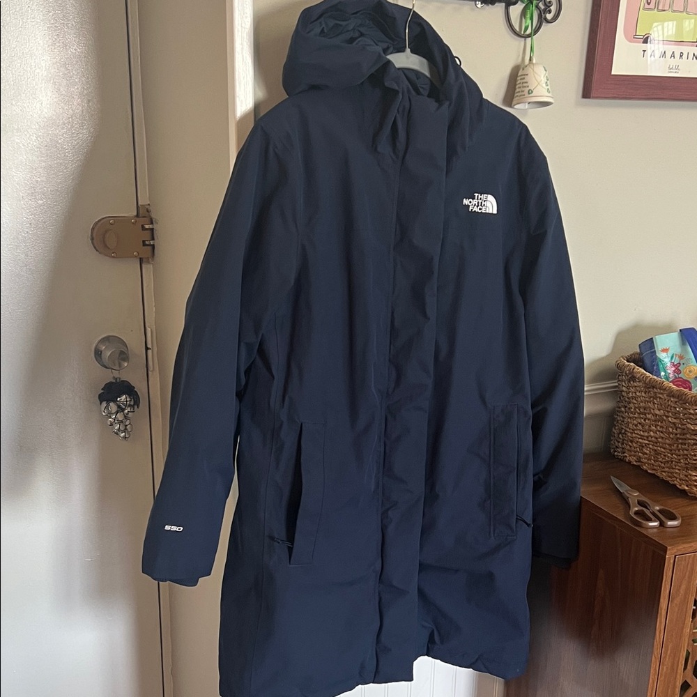 The North Face Navy Hooded Waterproof Coat